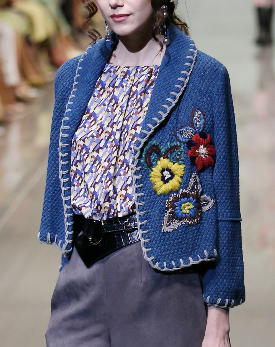 Embroidered tweed jacket