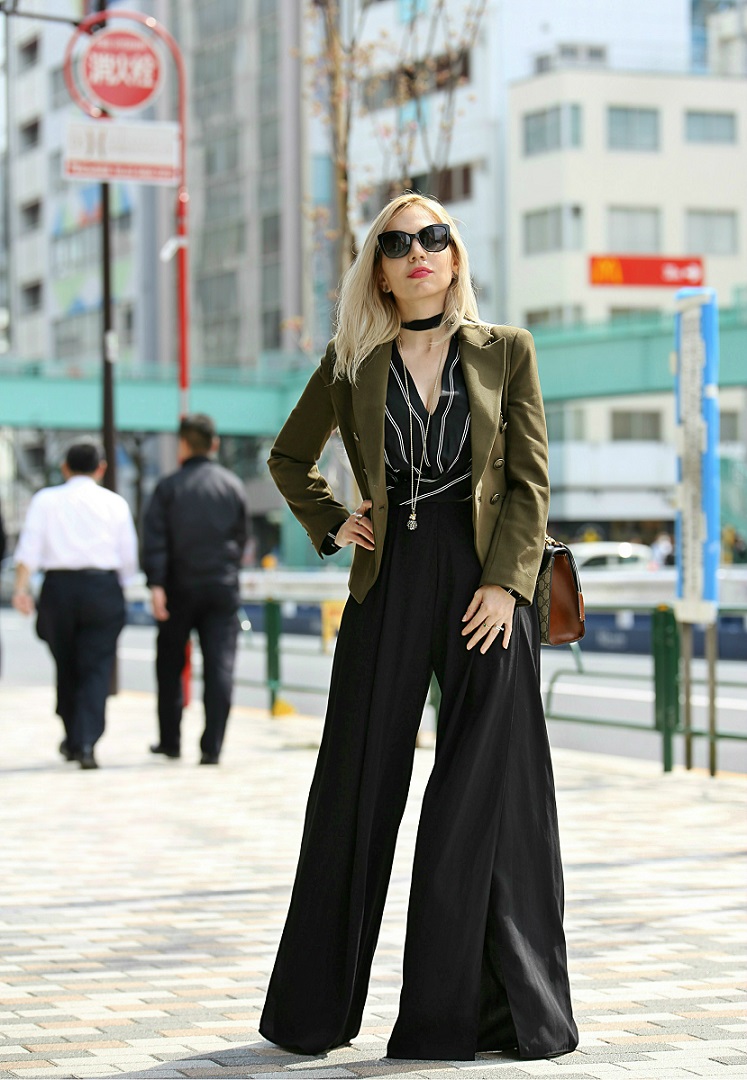 Bloggers Mango, Street style Tokyo, Flare pants, army jacket